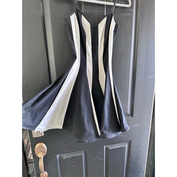 Vintage Climax by David Howard Black White Striped Print Mini Dress Size 6 goth - Picture 6 of 11